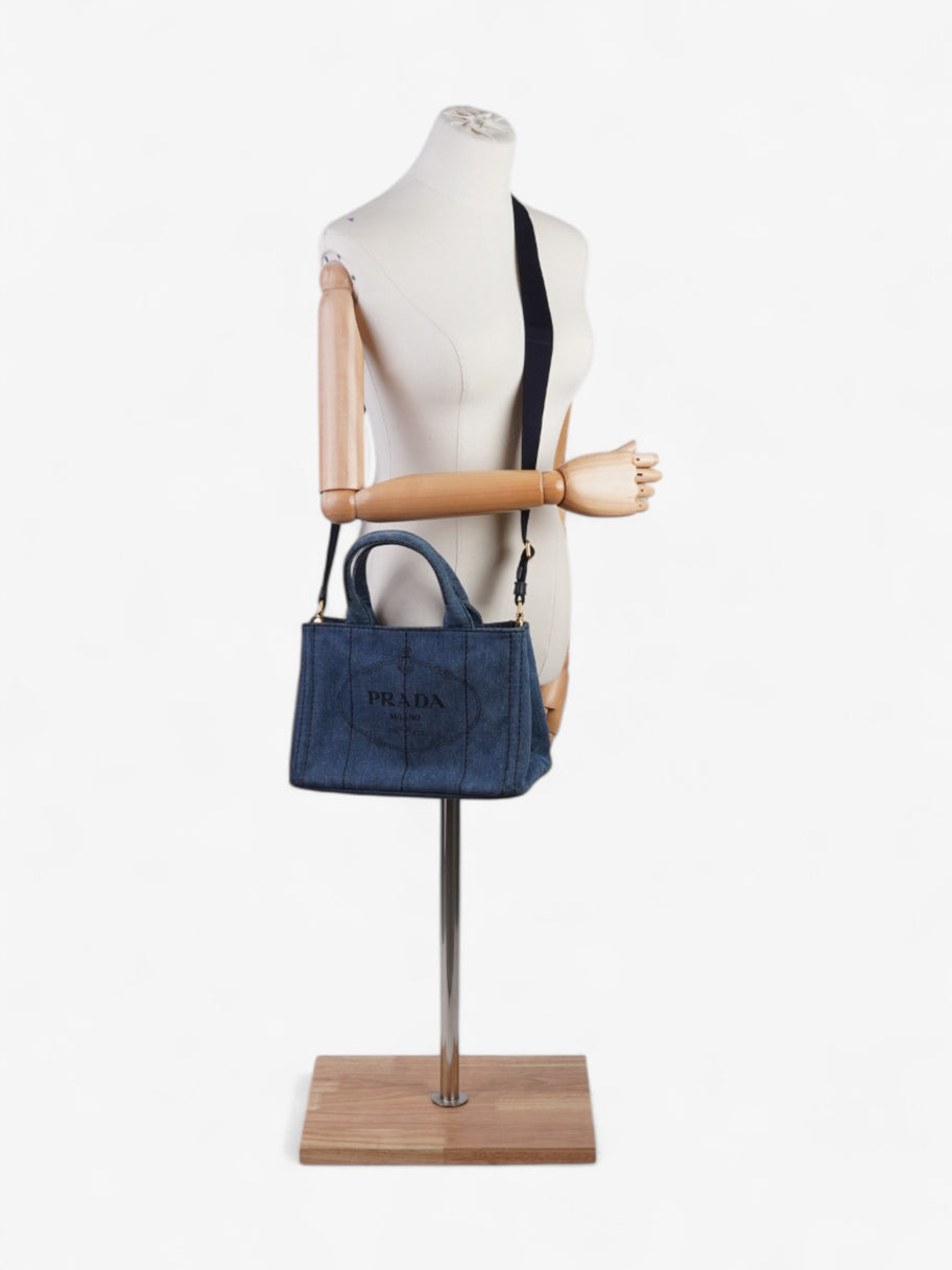 Prada Canapa Tote Blue Denim Image 2