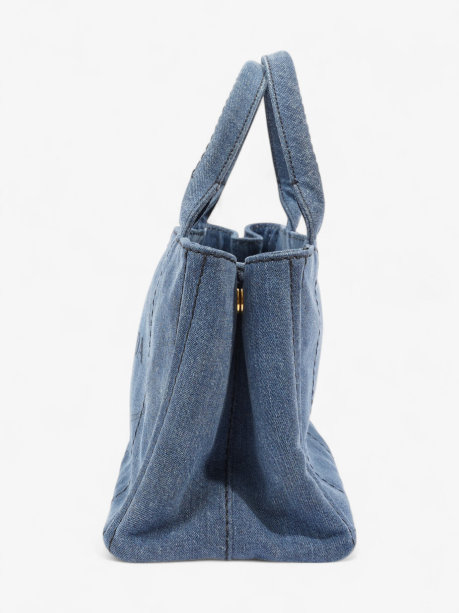 Prada Canapa Tote Blue Denim Image 3