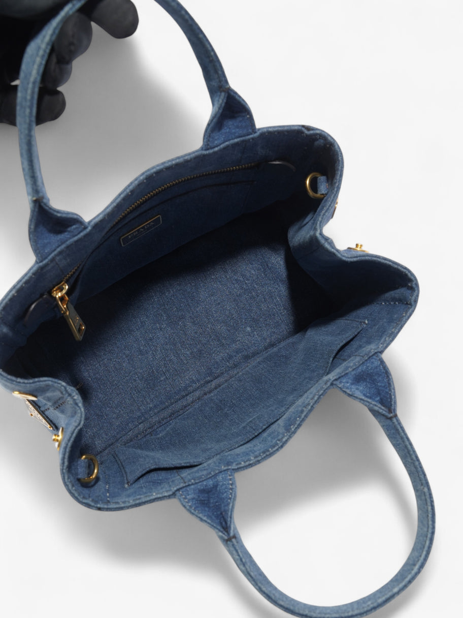 Prada Canapa Tote Blue Denim Image 7