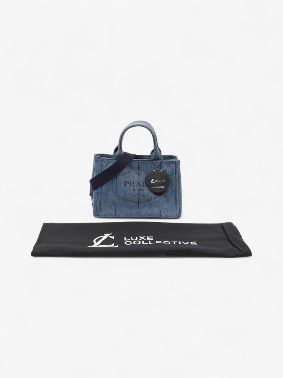 Prada Canapa Tote Blue Denim Image 8