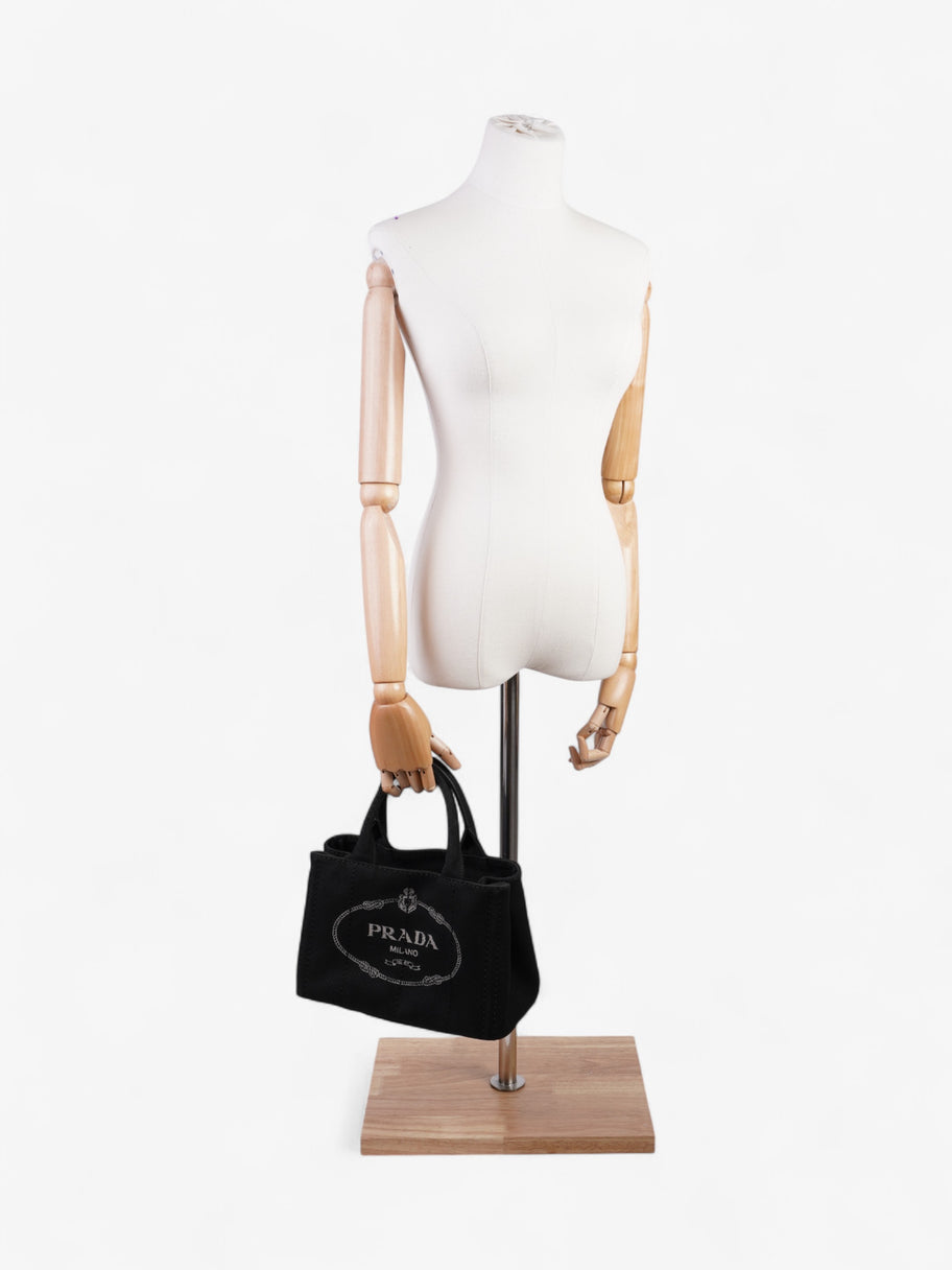 Prada Canapa Tote Black Canvas Image 2