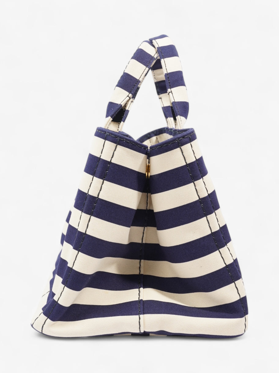 Prada Canapa Tote Cream / Blue Canvas Image 3