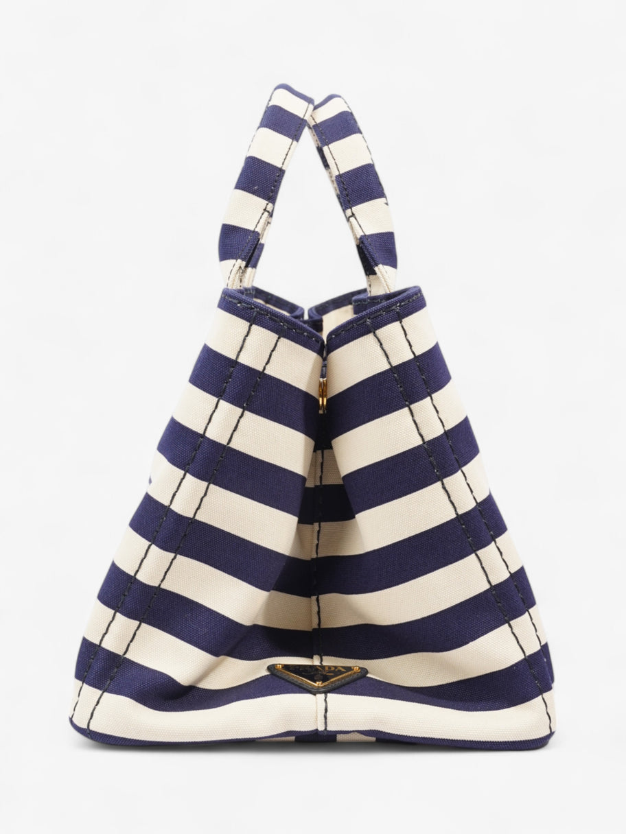 Prada Canapa Tote Cream / Blue Canvas Image 5