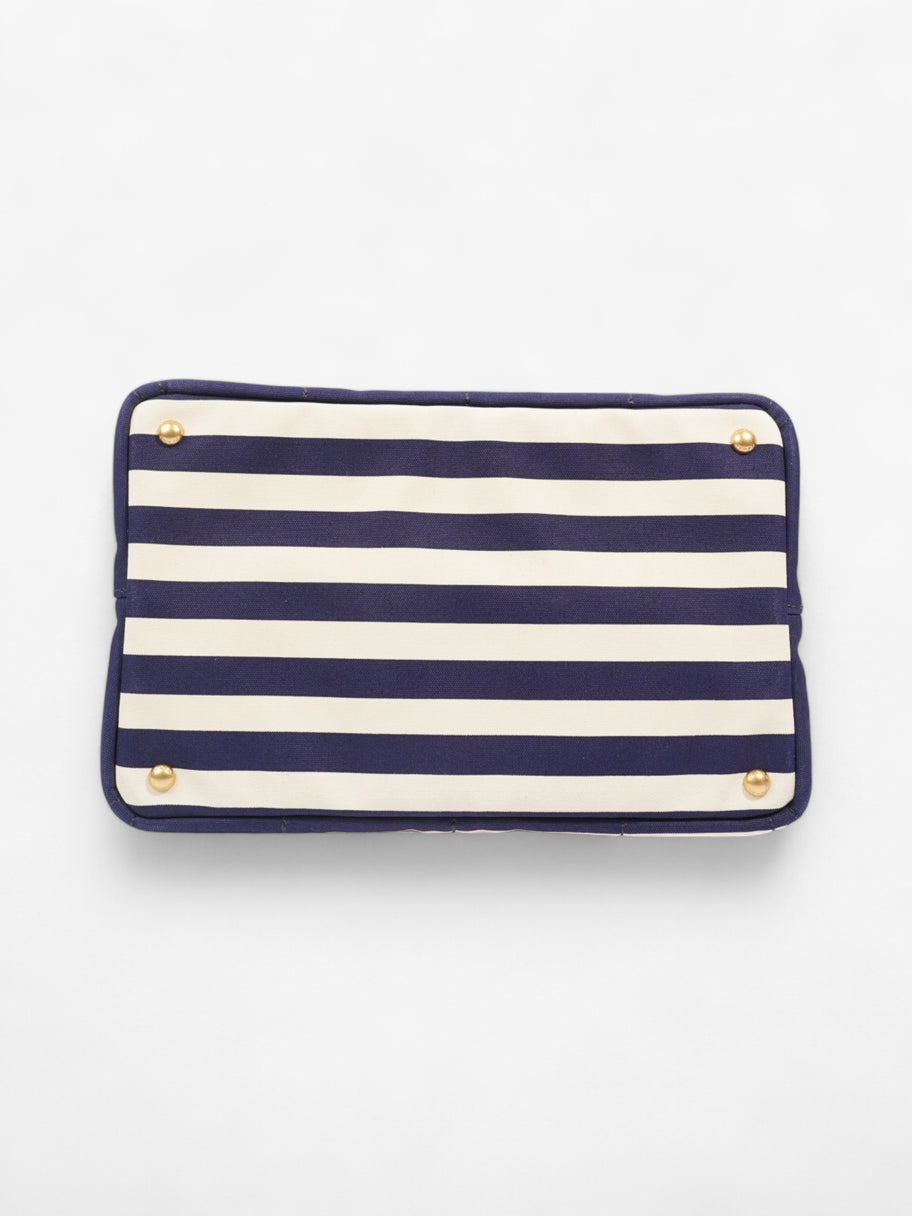 Prada Canapa Tote Cream / Blue Canvas Image 6