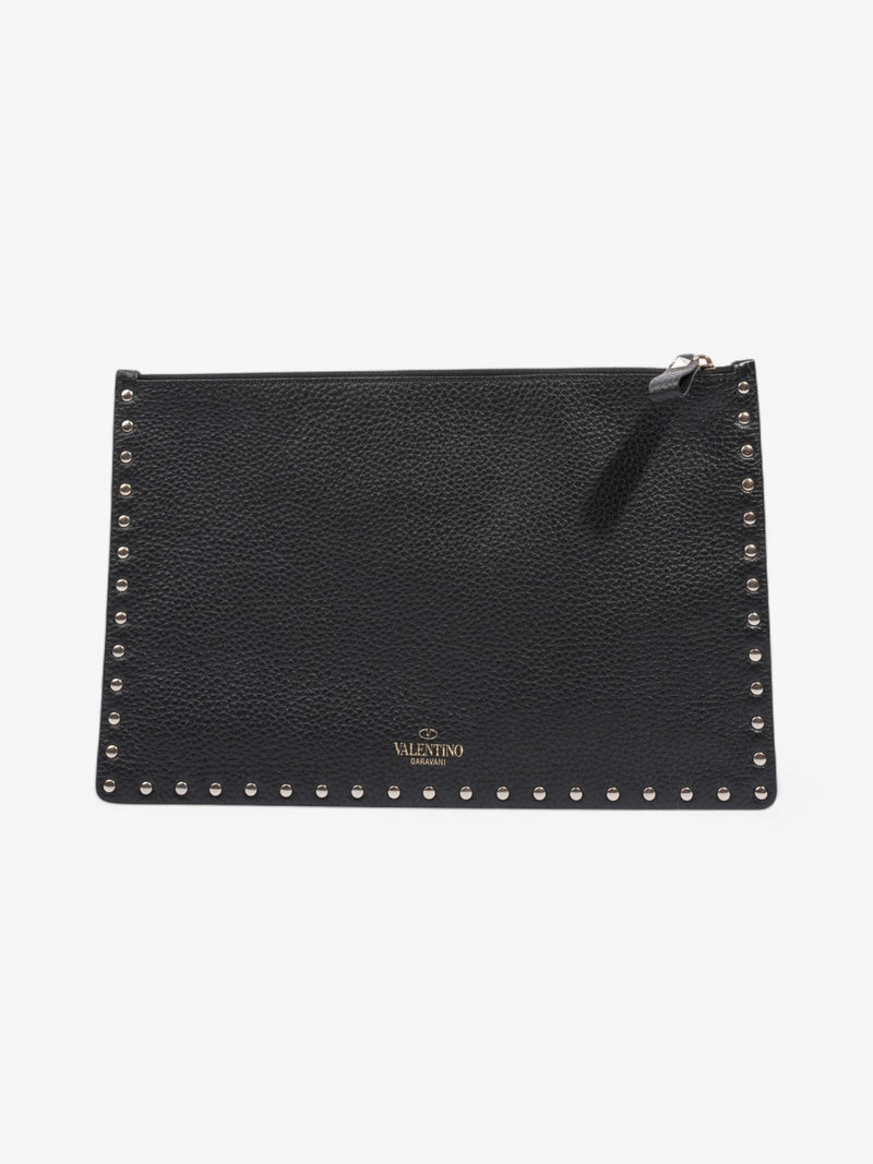  Valentino Rockstud Clutch Black Calfskin Leather