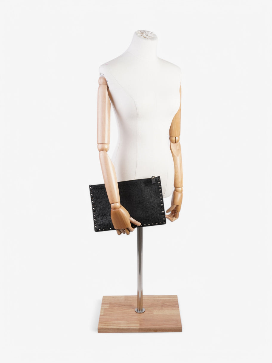 Valentino Rockstud Clutch Black Calfskin Leather Image 2