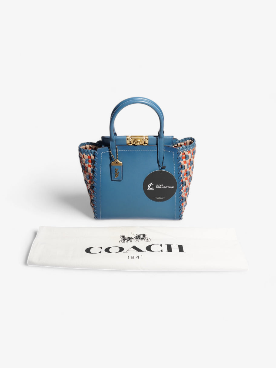 Coach Troupe Tote Blue / Orange / Beige Leather Image 8