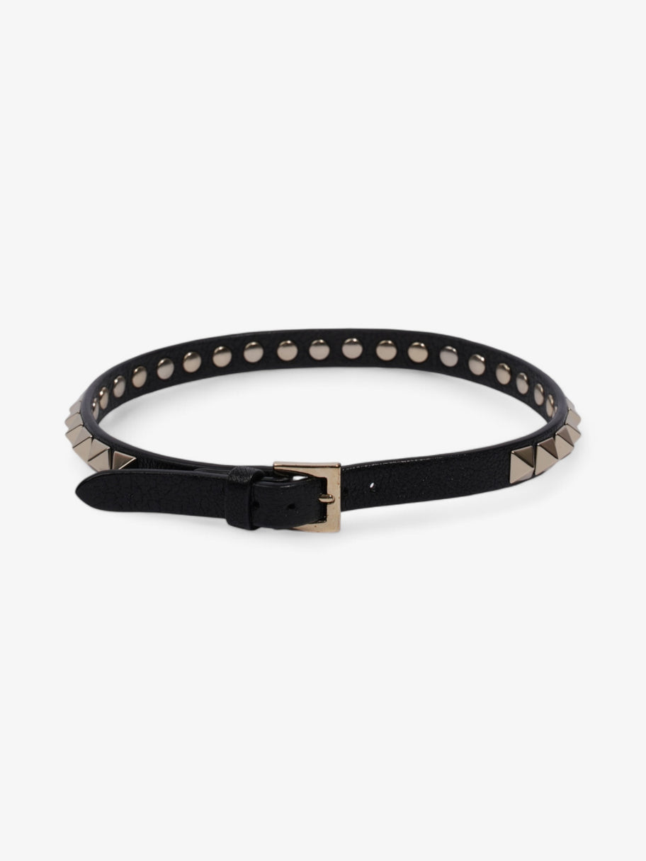 Valentino Rockstud Bracelet Black / Light Gold Leather Image 4