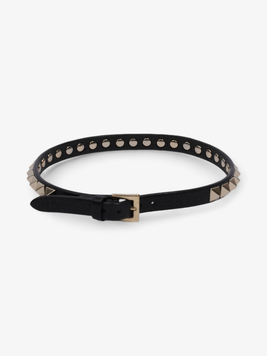 Valentino Rockstud Bracelet Black / Light Gold Leather Image 5