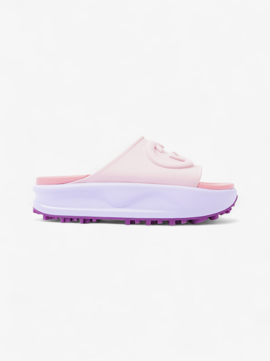 Gucci GG-Embossed Rubber Platform Slides Pink / Pastel Rubber EU 39 UK 6 Image 1