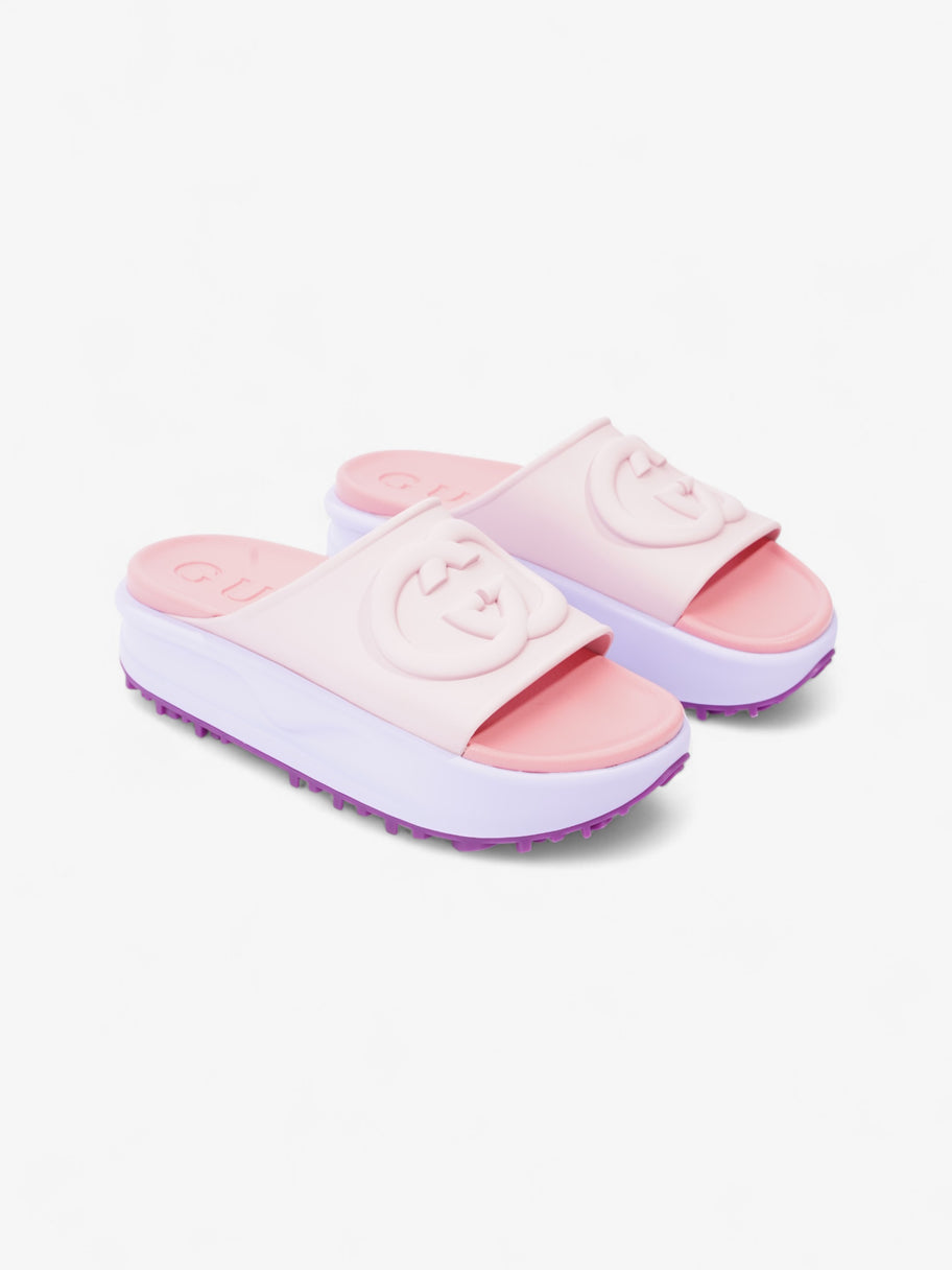 Gucci GG-Embossed Rubber Platform Slides Pink / Pastel Rubber EU 39 UK 6 Image 2