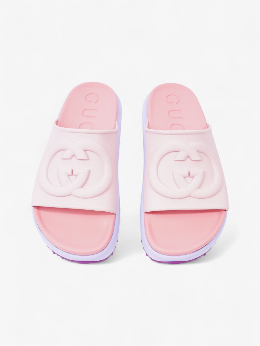 Gucci GG-Embossed Rubber Platform Slides Pink / Pastel Rubber EU 39 UK 6 Image 8