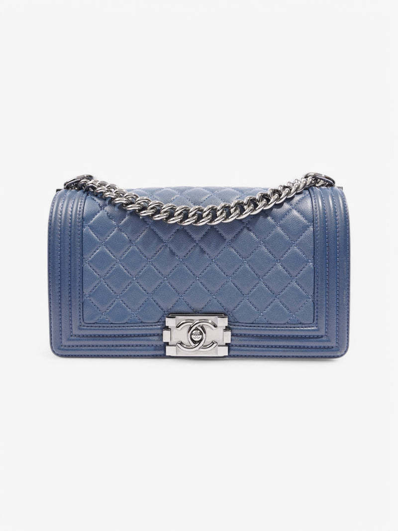  Chanel Boy Bag Blue Calfskin Leather Medium