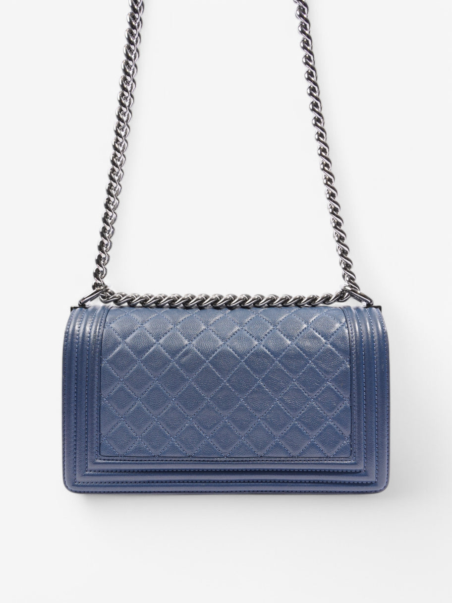 Chanel Boy Bag Blue Calfskin Leather Medium Image 4