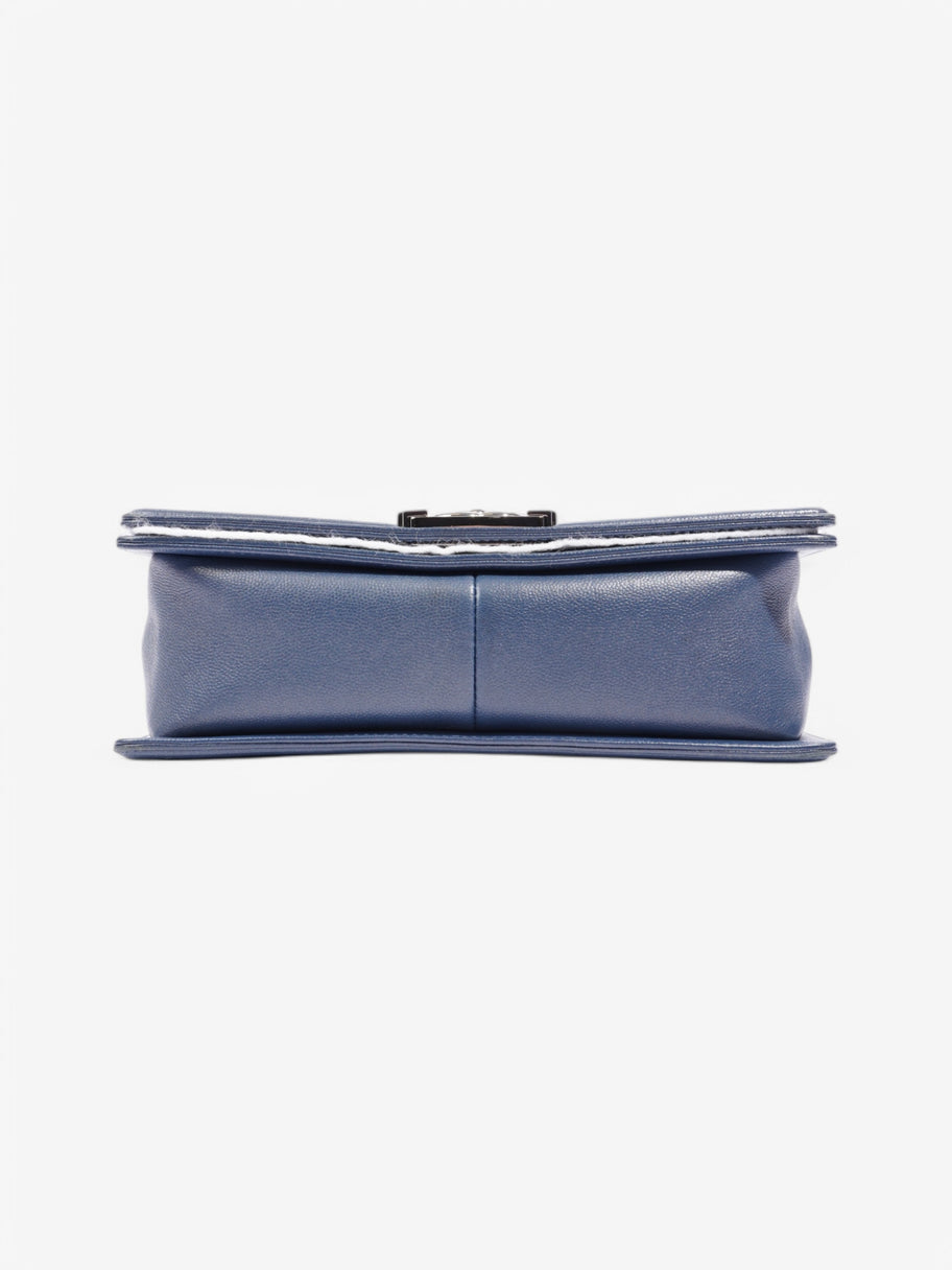 Chanel Boy Bag Blue Calfskin Leather Medium Image 6