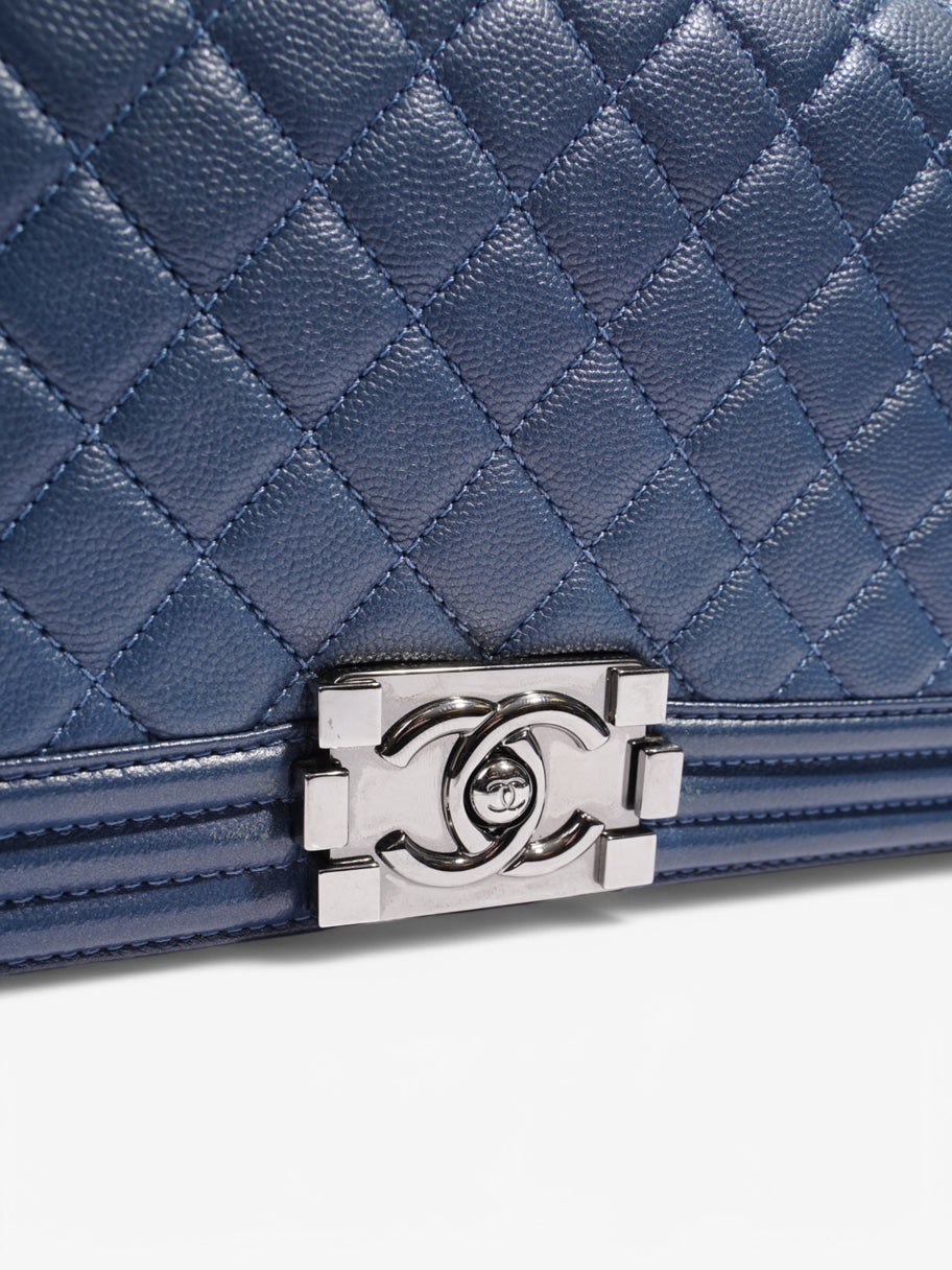 Chanel Boy Bag Blue Calfskin Leather Medium Image 7