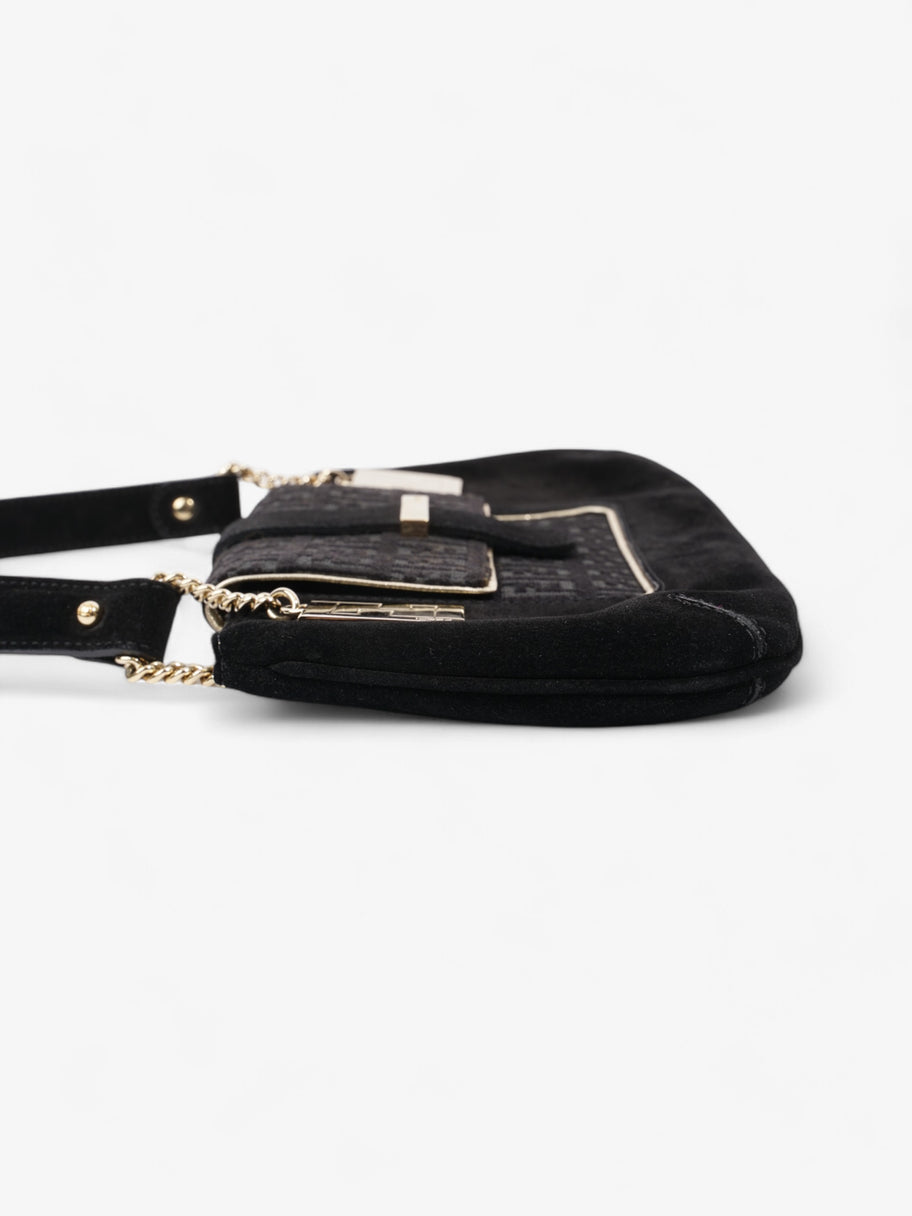 Fendi Zucchino Shoulder Bag Black / Light Gold Suede Image 5