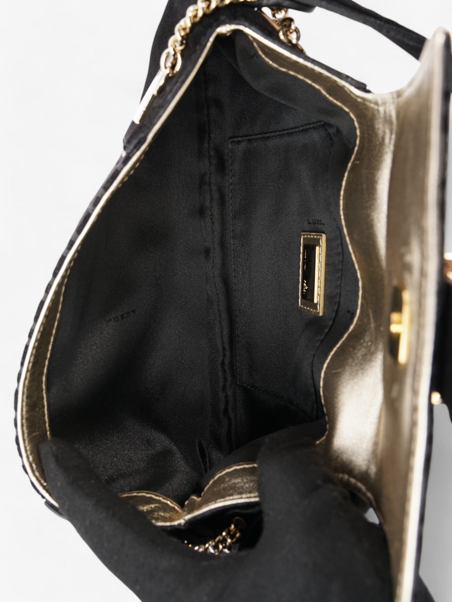 Fendi Zucchino Shoulder Bag Black / Light Gold Suede Image 9
