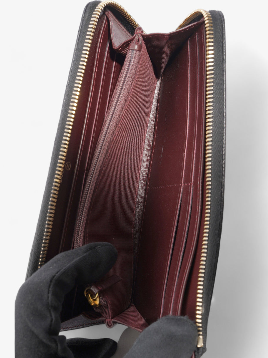 Chanel Half Zip Long Wallet Black Matelasse Leather Image 5