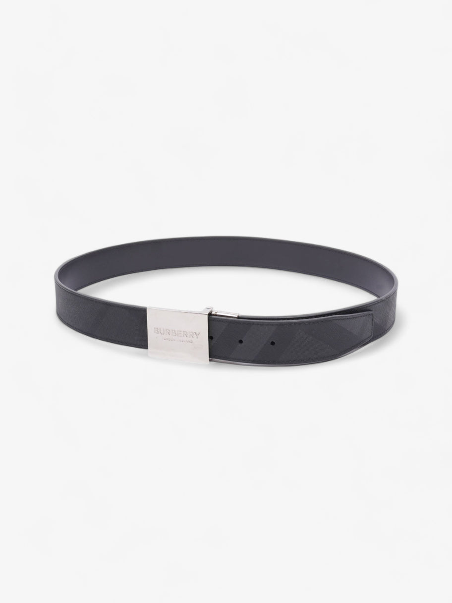 Burberry Plaque Buckle Belt Black / Dark Charcoal Leather 95cm 38