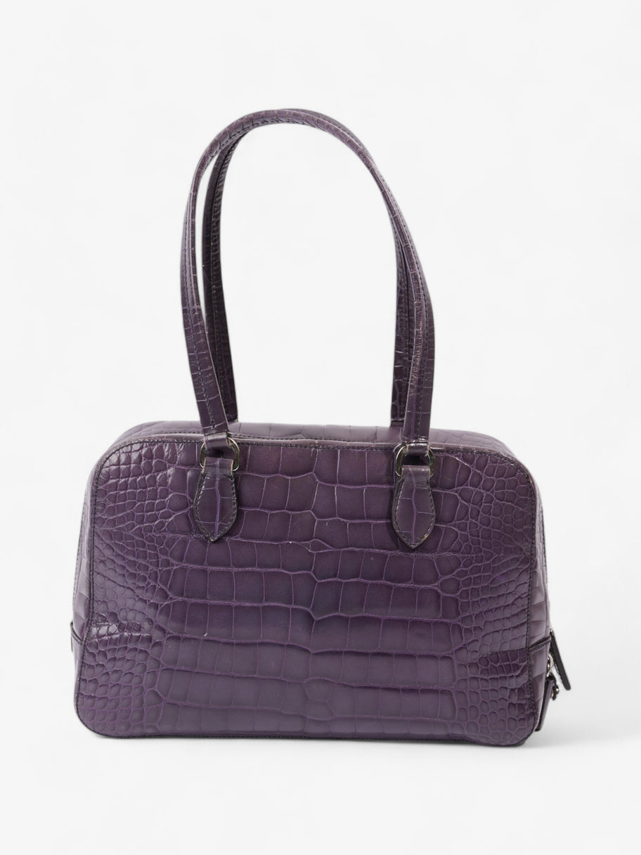 Prada Bauletto Bag Purple Embossed Leather Image 4
