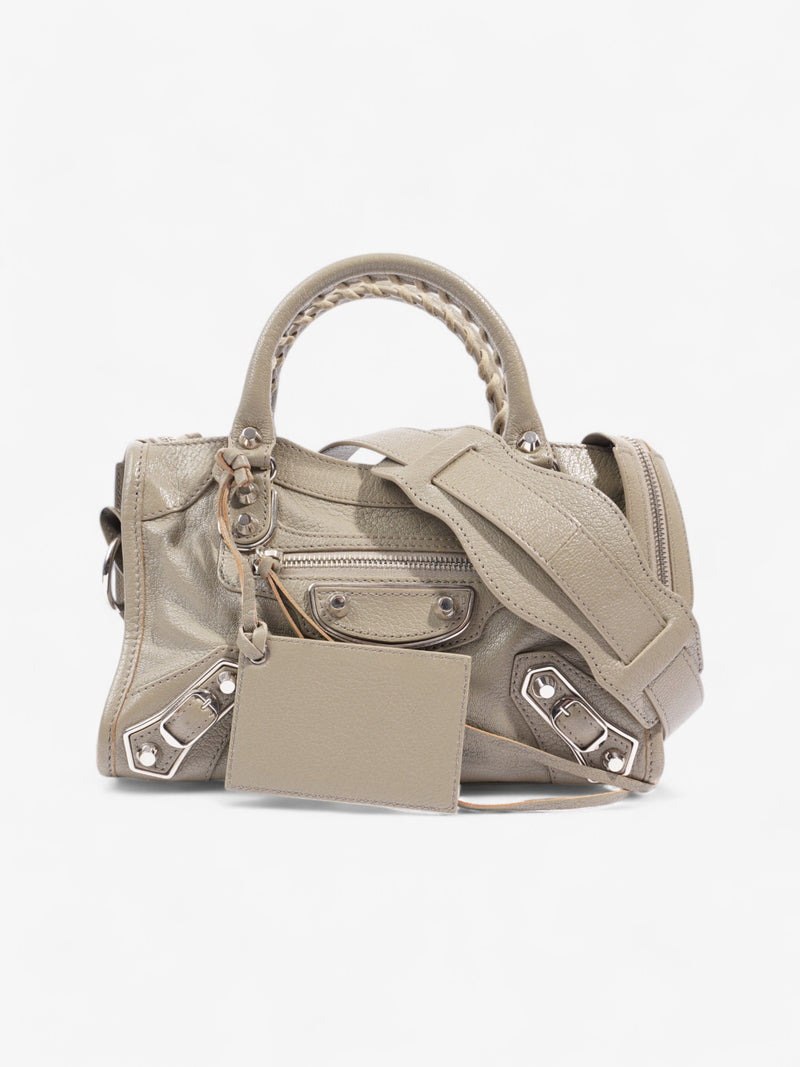  Balenciaga Le City Taupe Grey Lambskin Leather Mini