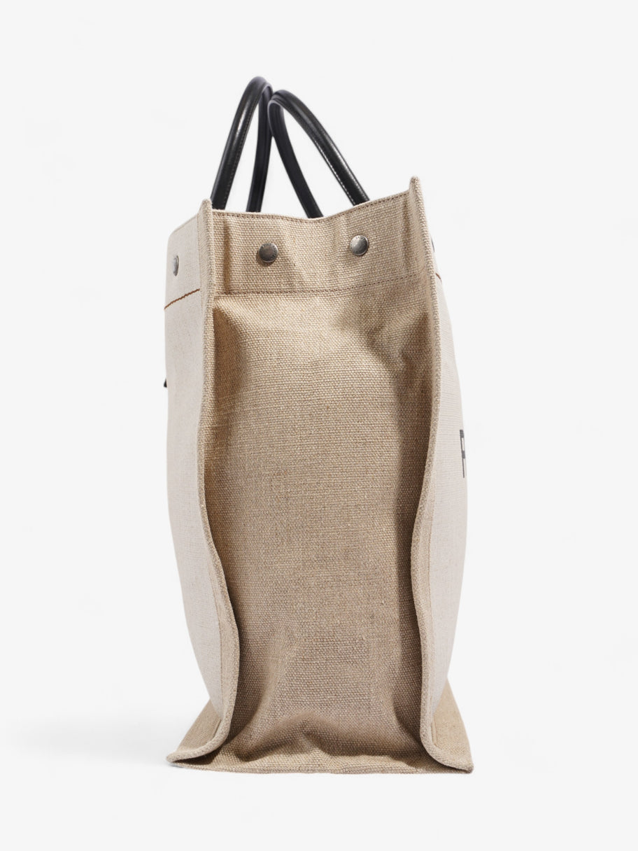 Saint Laurent Rive Gauche Tote Black / Natural Canvas Image 5