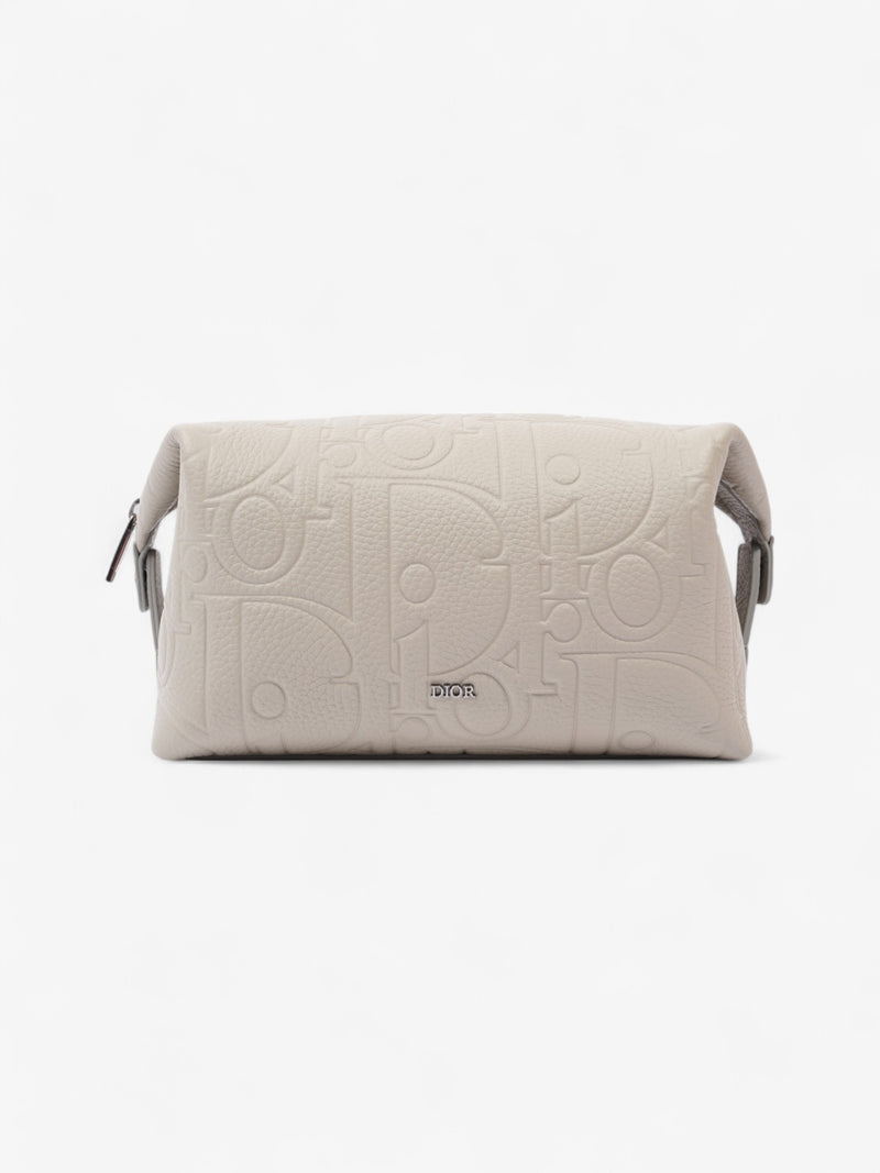  Christian Dior Embossed Toiletry Pouch Grey Embossed Leather