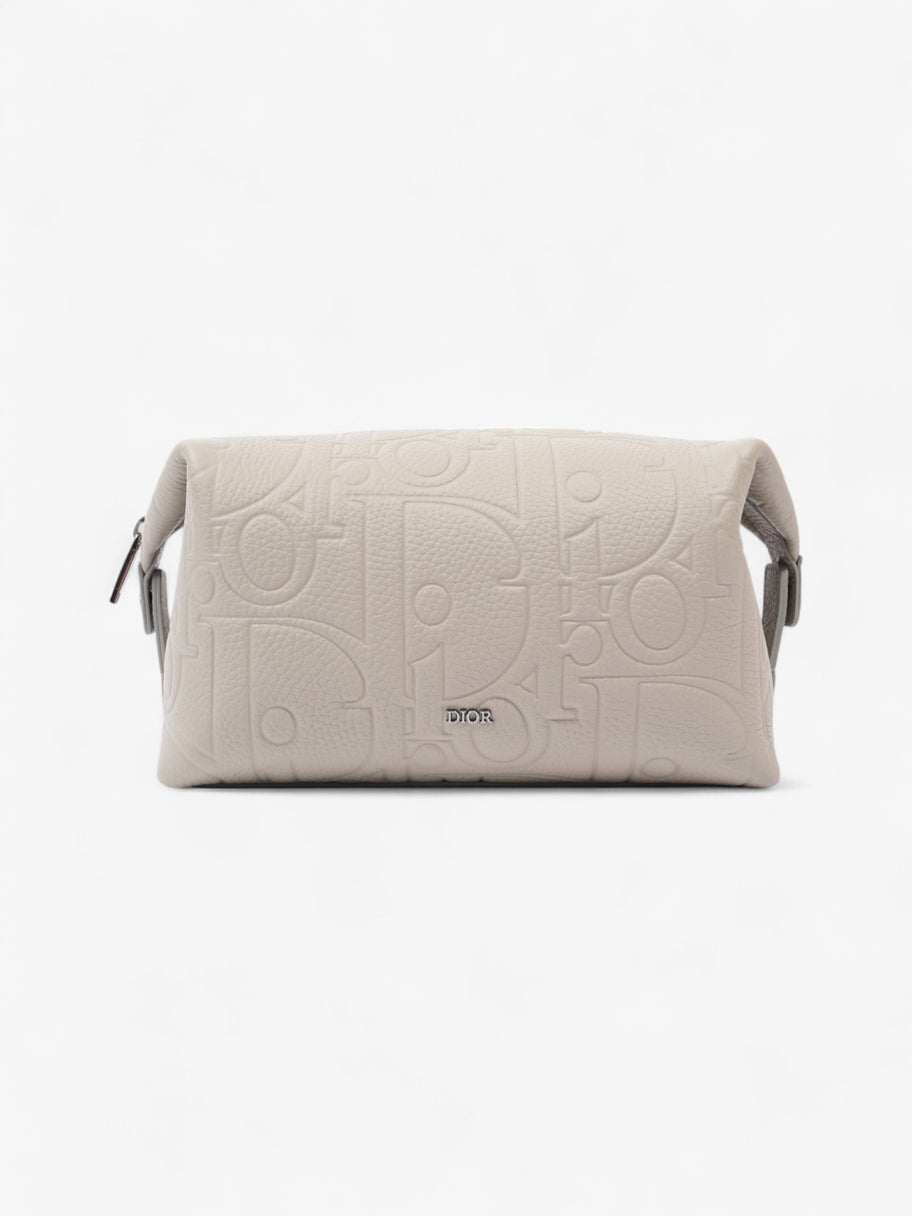 Christian Dior Embossed Toiletry Pouch Grey Embossed Leather Image 1