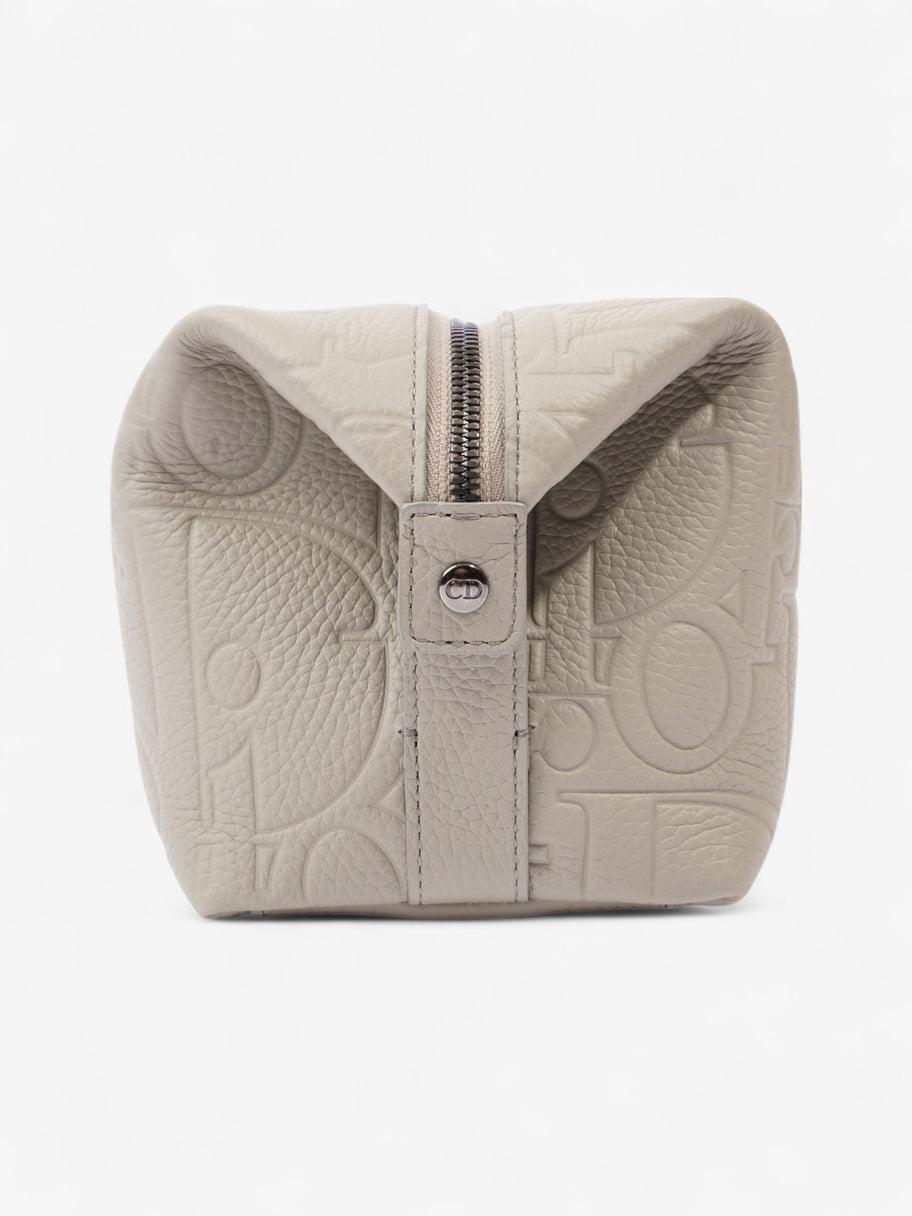 Christian Dior Embossed Toiletry Pouch Grey Embossed Leather Image 2