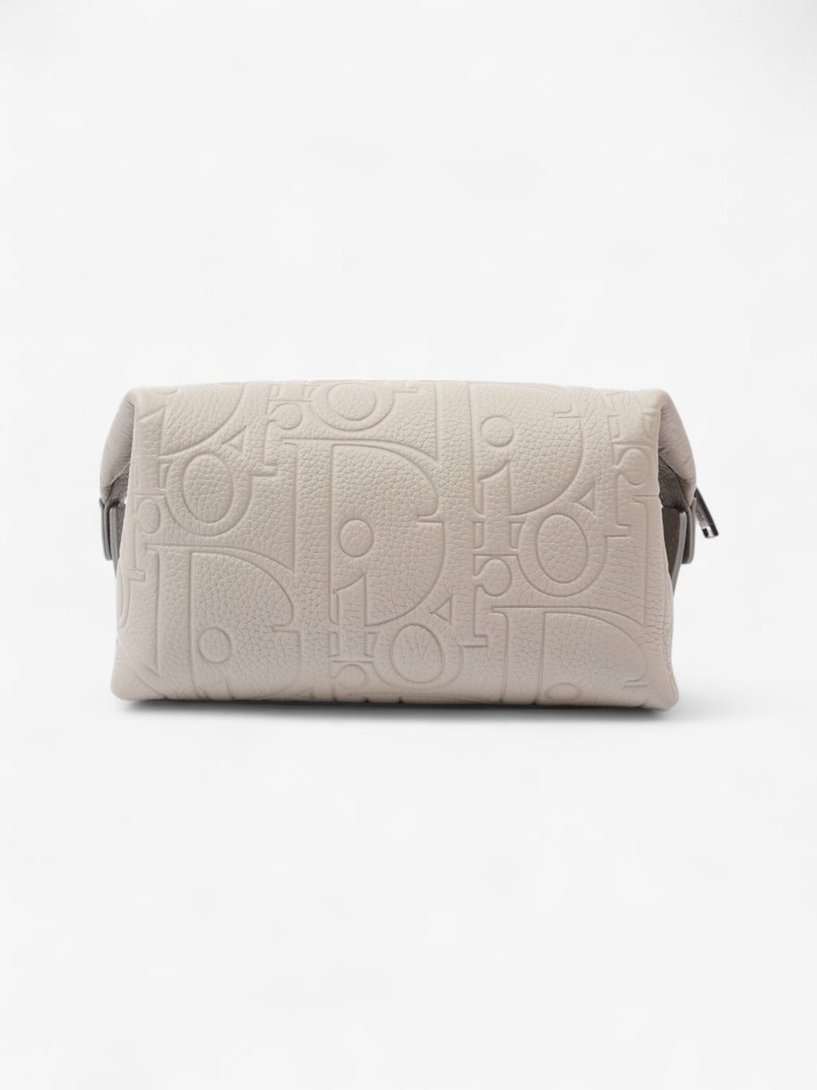 Christian Dior Embossed Toiletry Pouch Grey Embossed Leather Image 3