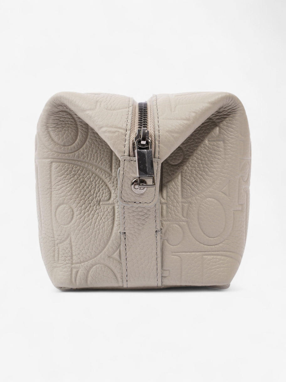 Christian Dior Embossed Toiletry Pouch Grey Embossed Leather Image 4