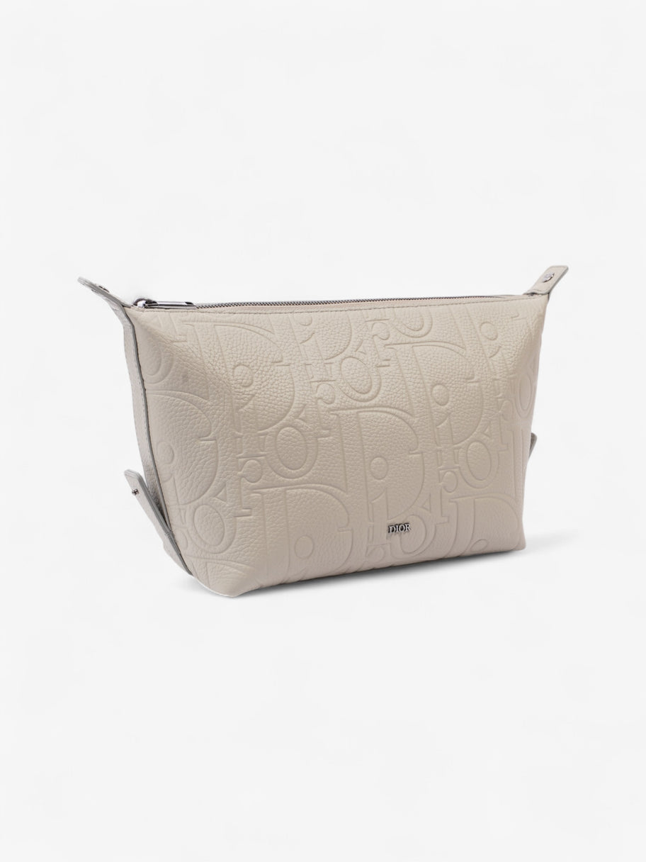 Christian Dior Embossed Toiletry Pouch Grey Embossed Leather Image 8