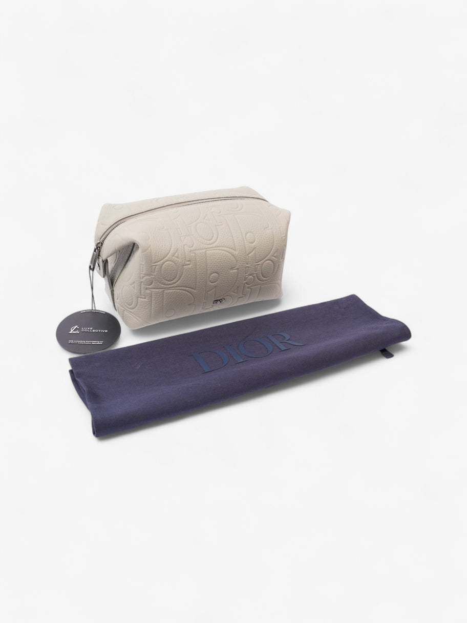 Christian Dior Embossed Toiletry Pouch Grey Embossed Leather Image 9