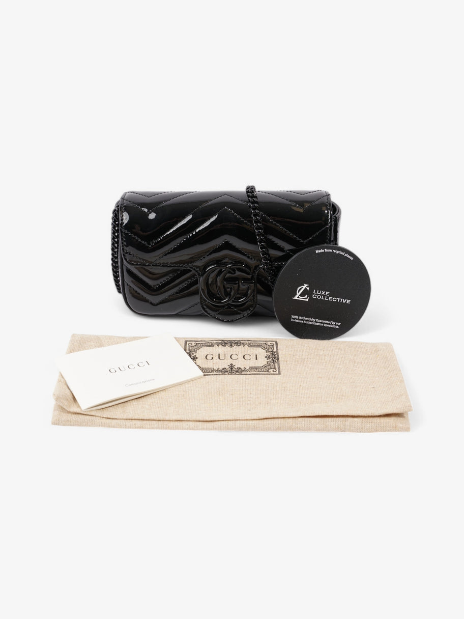Gucci GG Marmont Black Patent Leather Super Mini Image 10