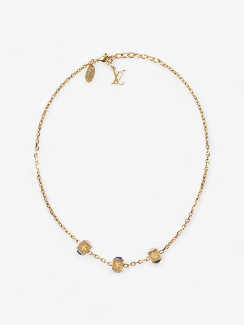  Louis Vuitton LV Collier Gamble Necklace Gold / Purple / White Base Metal