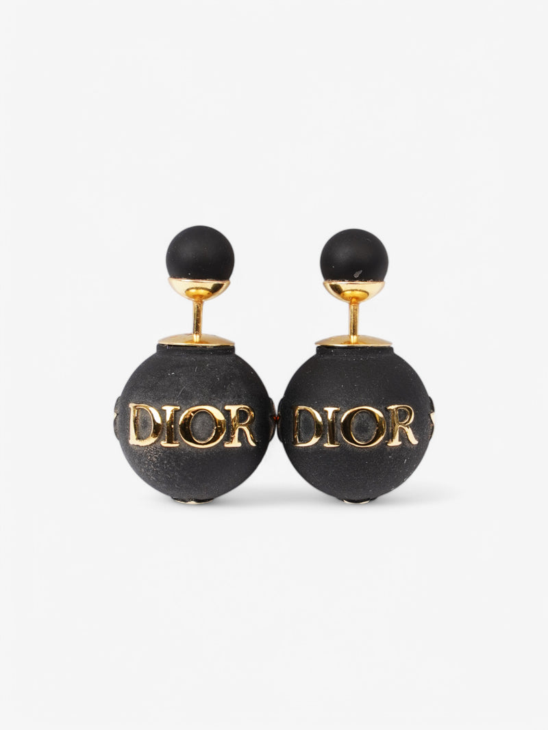  Christian Dior Tribal Earrings Black / Gold Base Metal