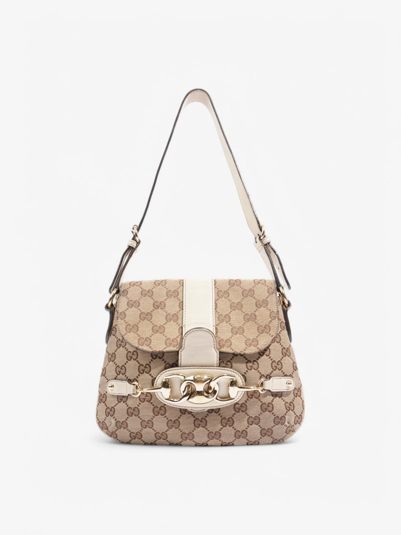  Gucci GG Horsebit Beige  / Brown Canvas