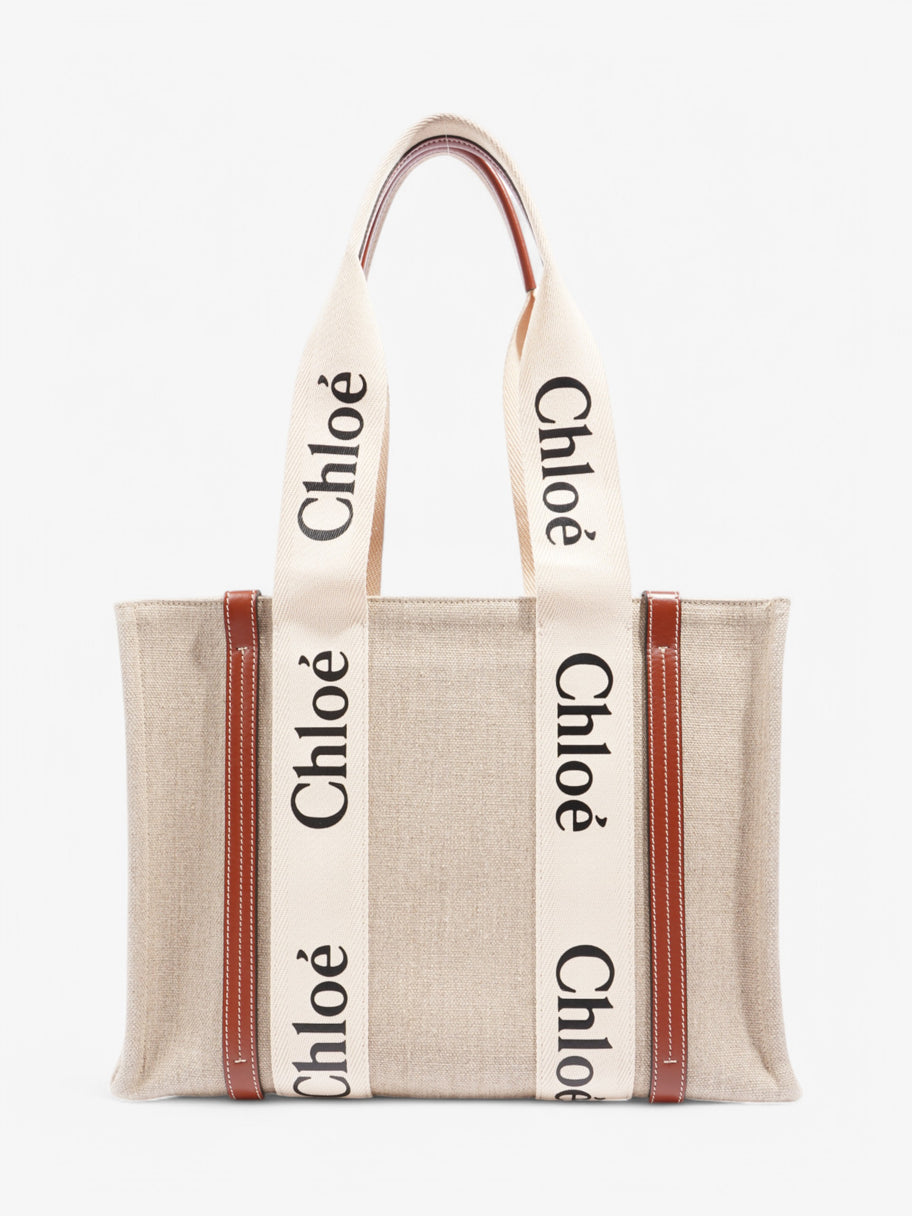 Chloe Woody Tote Beige  / Brown Canvas Medium Image 1