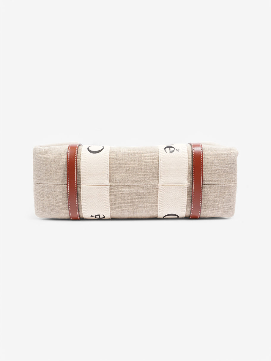 Chloe Woody Tote Beige  / Brown Canvas Medium Image 6