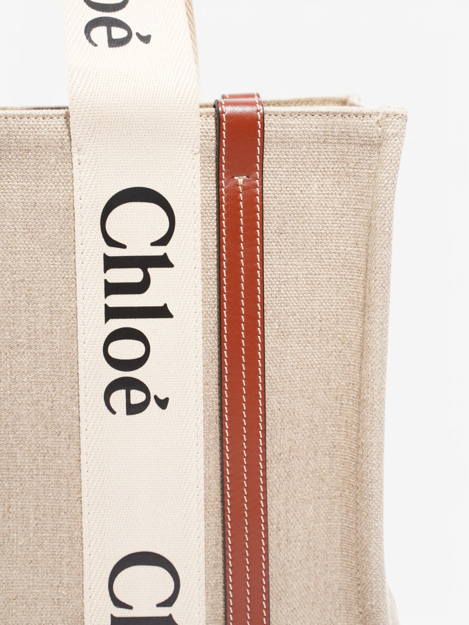 Chloe Woody Tote Beige  / Brown Canvas Medium Image 7
