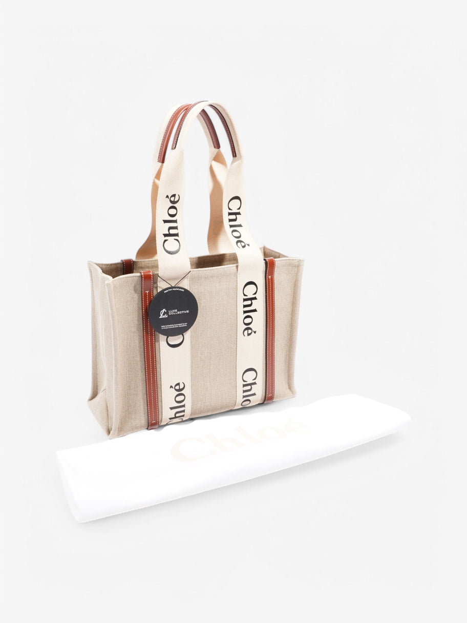 Chloe Woody Tote Beige  / Brown Canvas Medium Image 9