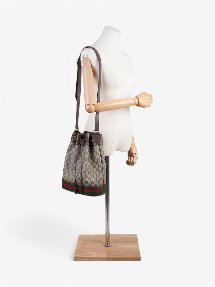 Gucci Ophidia GG Bucket Bag Beige  / Brown / Green Coated Canvas Image 2