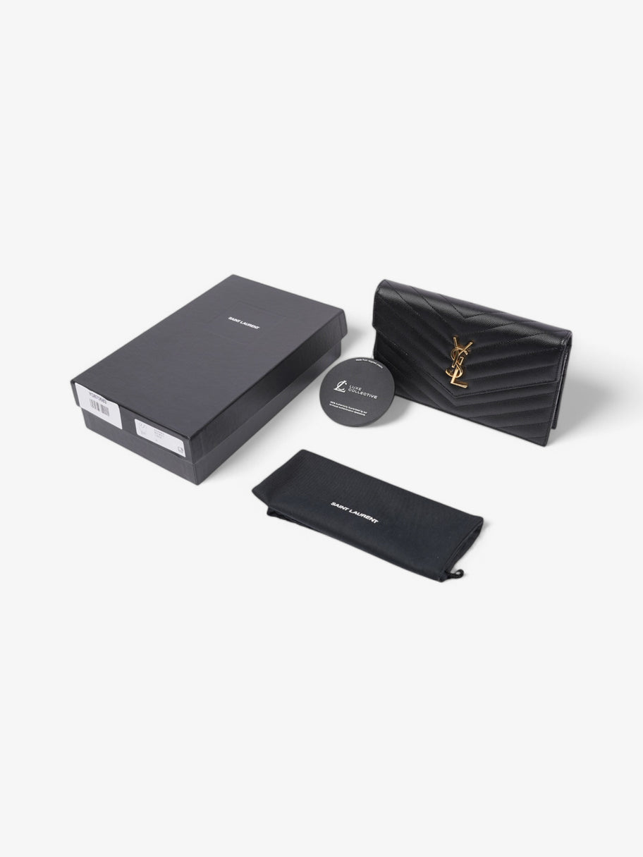 Saint Laurent Cassandre Envelope Chain Wallet Black Grained Leather Image 9