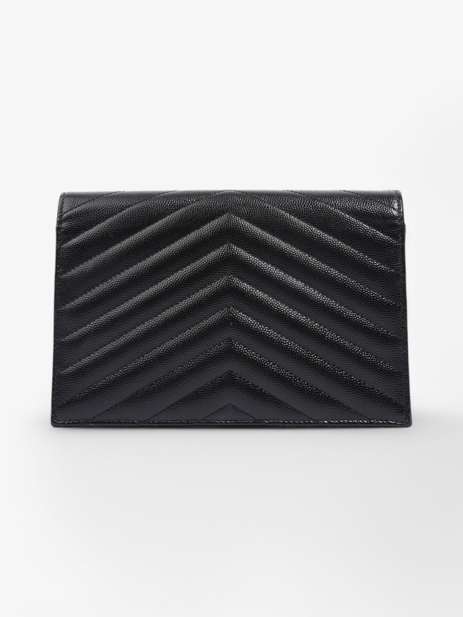 Saint Laurent Cassandre Envelope Chain Wallet Black Grained Leather Image 5