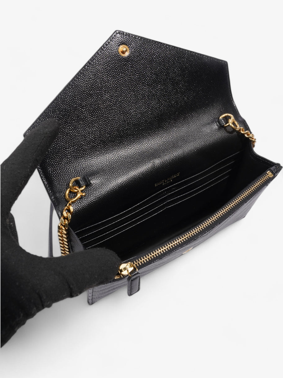 Saint Laurent Cassandre Envelope Chain Wallet Black Grained Leather Image 7