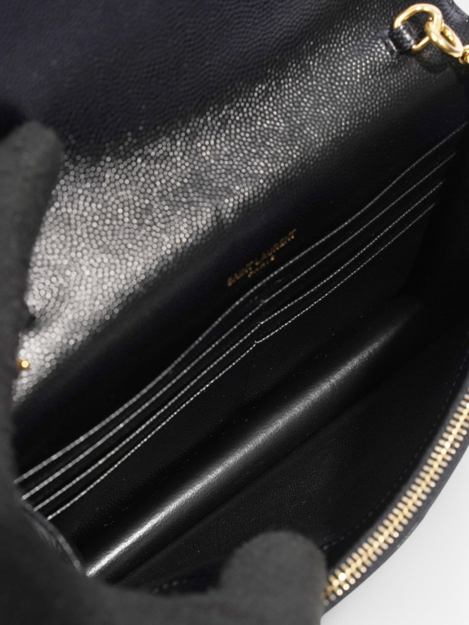 Saint Laurent Cassandre Envelope Chain Wallet Black Grained Leather Image 8