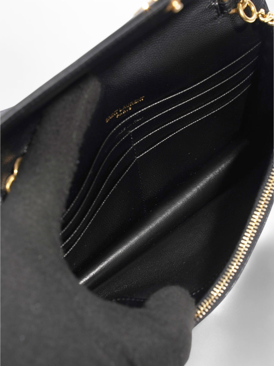 Saint Laurent Cassandre Envelope Chain Wallet Black Grained Leather Image 10