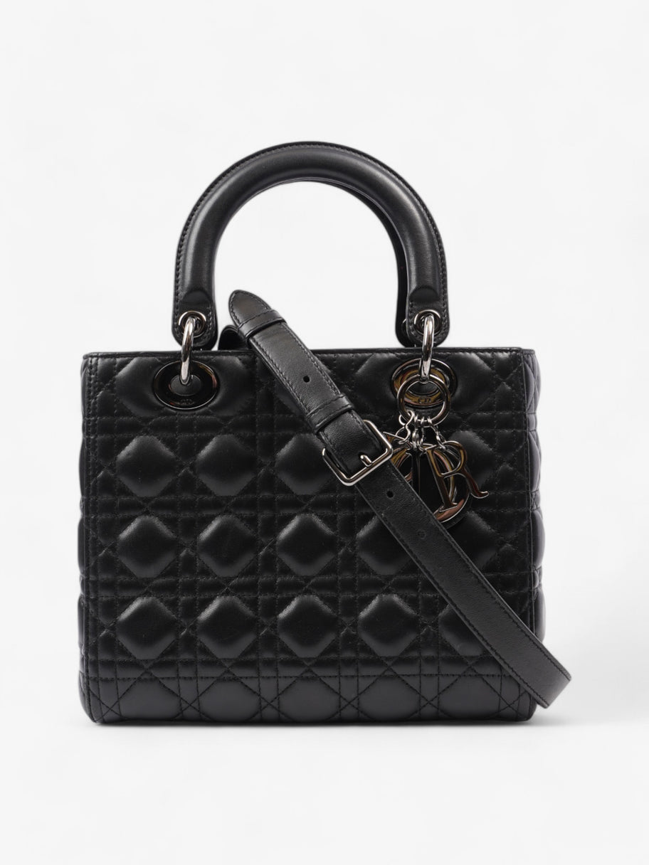 Christian Dior Lady Dior Black Lambskin Leather Medium Image 2