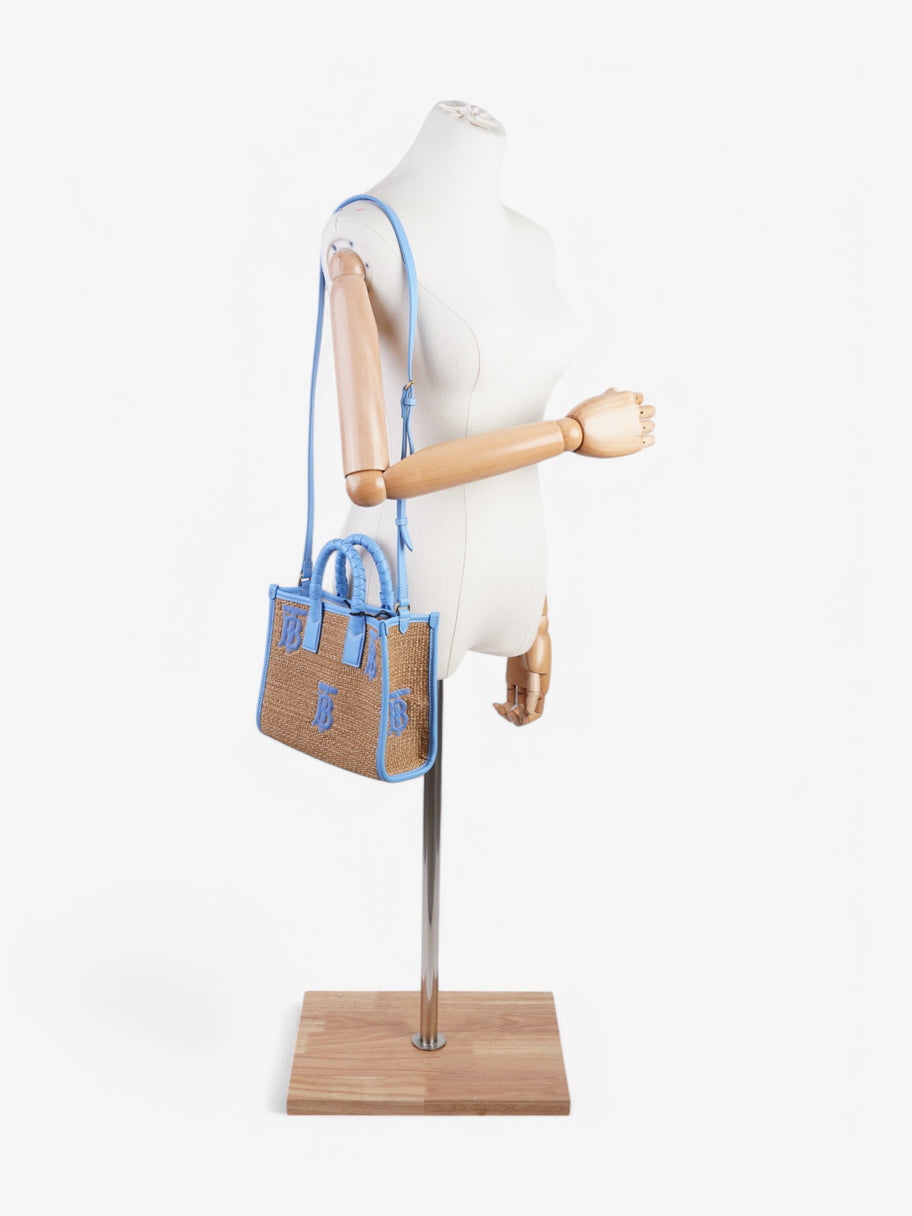 Burberry Mini Freya Tote Beige / Blue Raffia Image 2